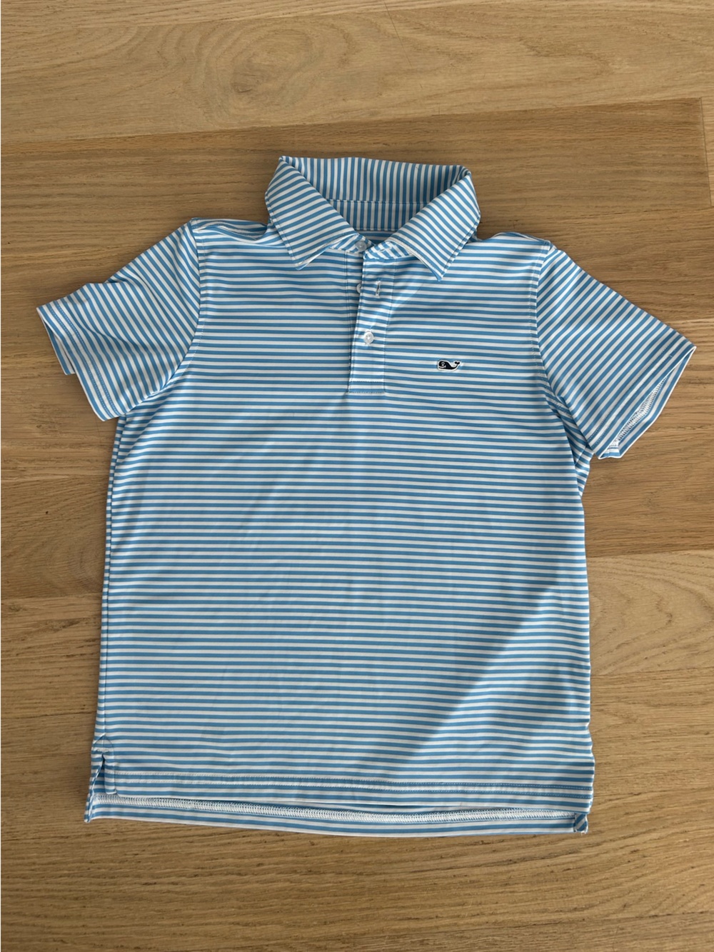 Kids Vineyard Vines Light Blue & White Striped Polo